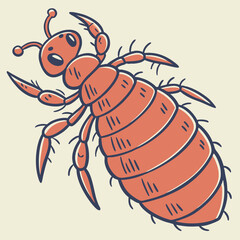 Obraz premium Watercolor cartoon louse animation for educational or medical use, digital vector design