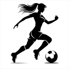 Female soccer player silhouette vector. Women Soccer Player icon silhouette illustration
