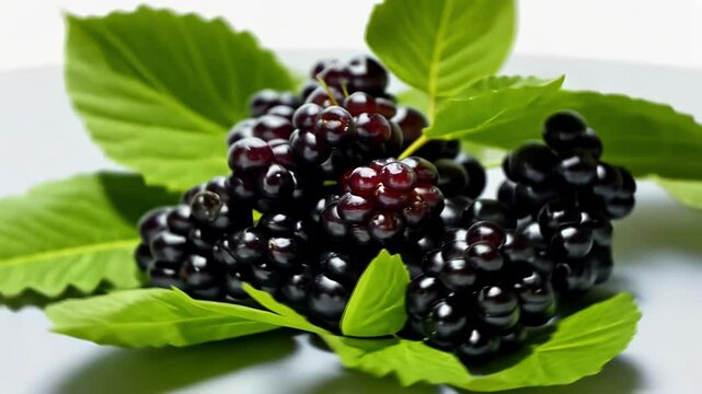 beautiful tasty blackberry branch on a white background
