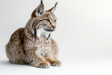 Obraz premium Portrait of elegant Maine Coon isolated on white background, Selective focus big cat with polka spotted on body.
