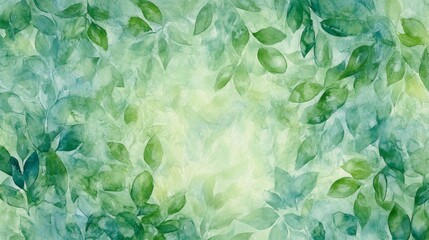 Fototapeta premium Lush green leaf patterns nature scene watercolor artwork serene environment close-up view organic aesthetic for relaxation
