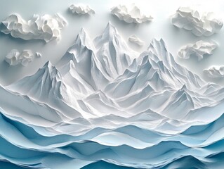 Obraz premium Papercut Mountains and Ocean