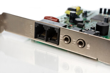 Electronic board with radio components, connectors, slots and processor chip from electronic device...