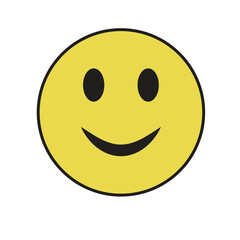 Smiling face vector icon symbol. Yellow smile sign. Simple flat shape happy emotion logo. Isolated on white background.
