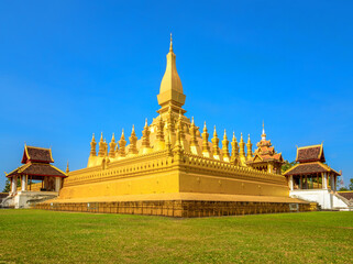 Pha That Luang is a large, gold-covered Buddhist stupa in the centre of the city of Vientiane, capital of Laos.