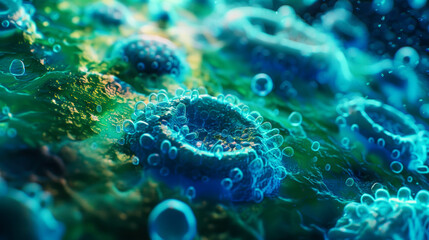 A microscopic view of a colony of bacteria thriving on a Petri dish.