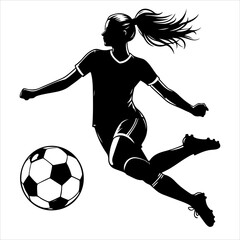 Female soccer player silhouette vector. Women Soccer Player icon silhouette illustration
