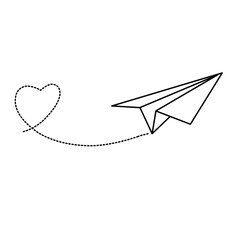 Paper airplane with dotted line vector