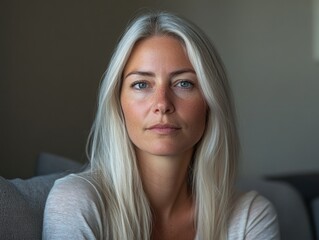 Introspective Portrait of Woman with Blonde Hair