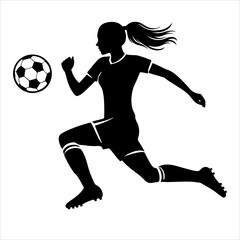 Female soccer player silhouette vector. Women Soccer Player icon silhouette illustration
