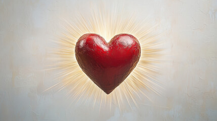 Heartfelt Radiance: A red heart, imbued with a warm, radiant glow, symbolizes love, passion, and the power of the human spirit. This image evokes a sense of warmth, joy.