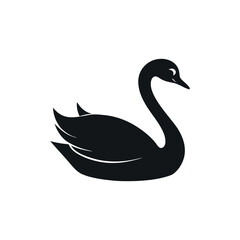 Swan Silhouette Vector White Background