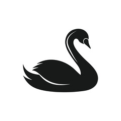 Swan Silhouette Vector White Background