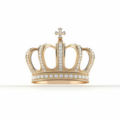 3D Render Gold Crown with Diamonds