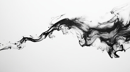 Abstract black ink swirl on clean white background, creating dynamic flow
