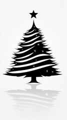 Stylish Black and White Christmas Tree Silhouette
