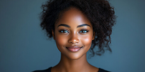 Portrait of smiling black cute young woman