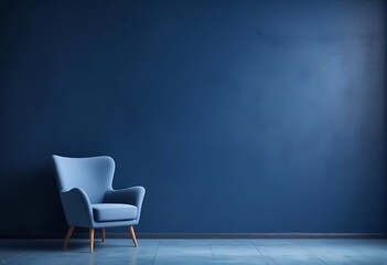 Blue armchair against blue wall in living room interior Elegant interior design with copy space Ai generative