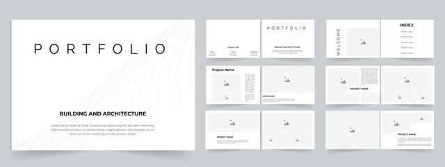 Modern white architecture and interior portfolio template design or real estate portfolio brochure