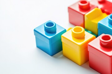 Fototapeta premium set of colorful building blocks for special education on clean white background