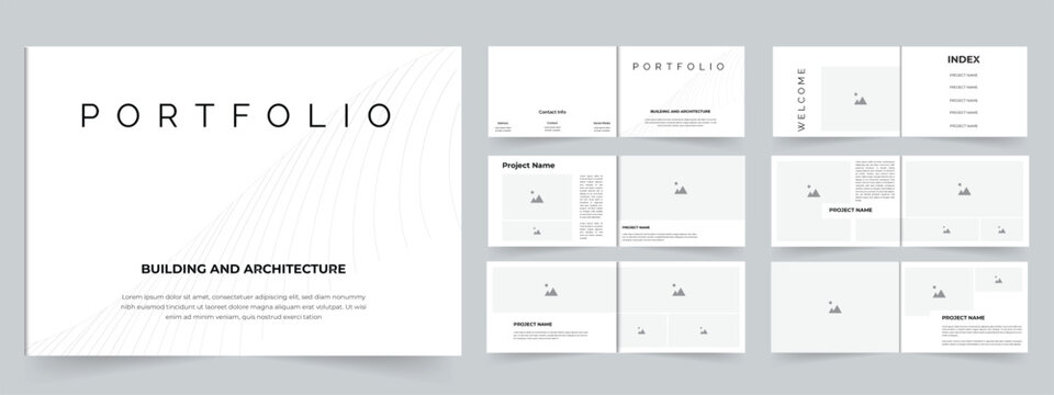 Modern white architecture and interior portfolio template design or real estate portfolio brochure