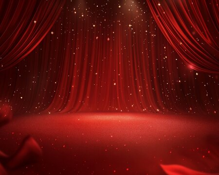 Red Stage Curtain with Glitter