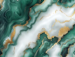 A liquid marble pattern in shades of jade green, white, and gold.
