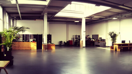 Fototapeta premium Spacious Loft Office Interior Illustration