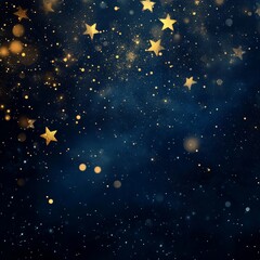 Starlit Night Sky With Twinkling Stars and Golden Sparkles Over a Deep Blue Backdrop, Creating a Cosmic and Magical Ambiance for Nighttime Inspiration