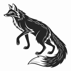 Fox vector silhouette black design white background