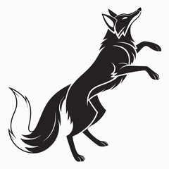 Fototapeta premium Fox vector silhouette black design white background