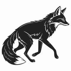 Fox vector silhouette black design white background