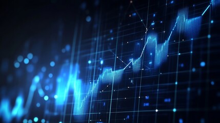 Dynamic Financial Market Data Visualization Showing a Rising Trend With Blue and White Graph Lines Across a Dark Background