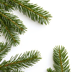 close-up pine leaf in white background