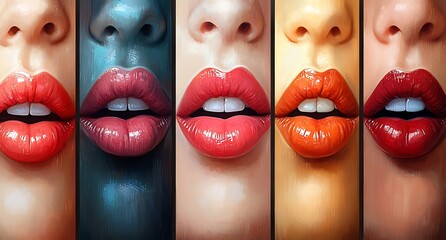 Fototapeta premium Close-Up of Vibrant and Colorful Lips.