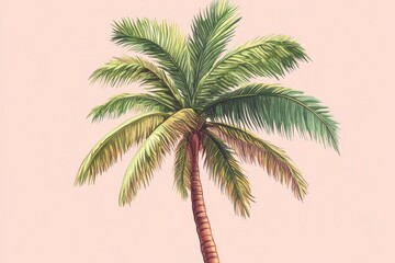 Obraz premium tropical icon design, simple palm tree illustration on pastel backdrop, ideal for stationery or web design