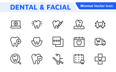 Dental Icon Set. A comprehensive collection of vibrant and professional icons for dental practices, perfect for patient communication to promote oral health awareness.