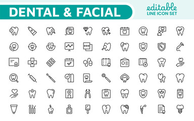 Dental Icon Set. A comprehensive collection of vibrant and professional icons for dental practices, perfect for patient communication to promote oral health awareness.