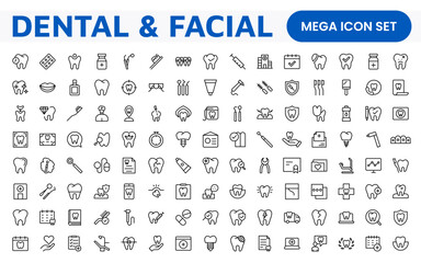 Dental Icon Set. A comprehensive collection of vibrant and professional icons for dental practices, perfect for patient communication to promote oral health awareness.