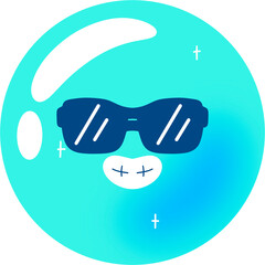 Bubble Cool Face Cartoon