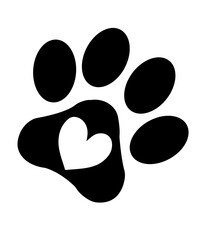 Dog paw print clip art design on plain white transparent isolated background for card, shirt, hoodie, sweatshirt, apparel, card, tag, mug, icon, poster or badge