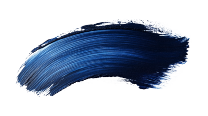A blue paint stroke against a white background.