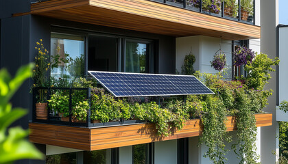 Fototapeta premium balcony solar power panel on modern apparment building