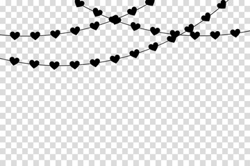 Red Paper hearts garland for Valentines Day Card. Vector Illustration. EPS10. Decorative garland with paper hearts for Valentine's. Cute garlands and pennants. Heart Garland Doodle Vector