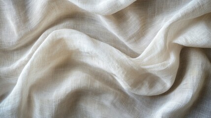 Obraz premium Crisp white linen fabric with natural folds, soft shadows, clean and minimalist texture background