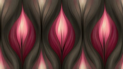 Abstract pink and brown floral pattern.