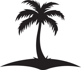 Palm Tree Silhouette Set on Small Islands Vector Illustration