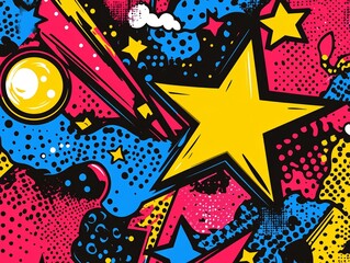 Obraz premium Abstract Pop Art Background with Stars and Bold Colors