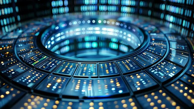 圆盘数据中心科技空间信息化蓝色概念