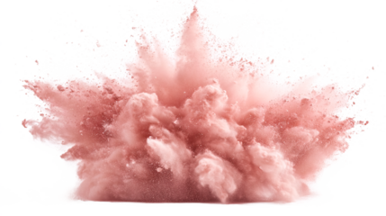 A pink cloud of powder explodes against a white background.